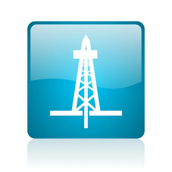 Drilling blue square web glossy icon — Stock Photo, Image