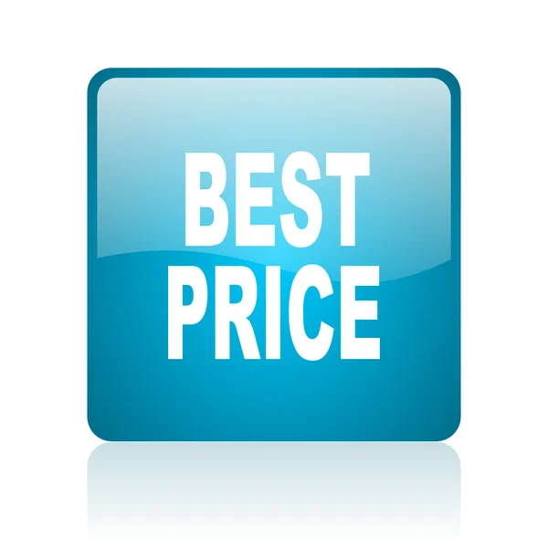 Nejlepší cena modrý čtvereček web lesklý ikona — Stock fotografie