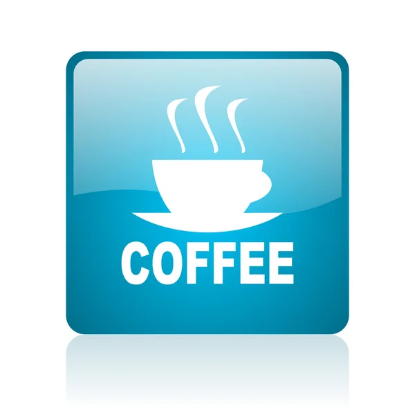 Koffie blauwe vierkante web glanzende pictogram — Stockfoto