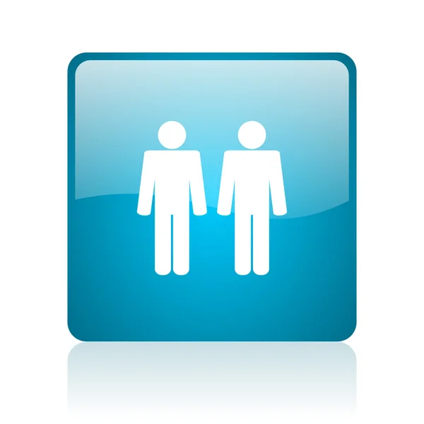 Couple blue square web glossy icon — Stock Photo, Image