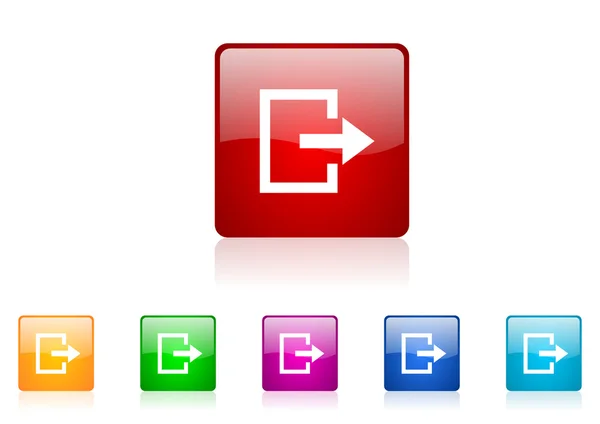 Exit square web glossy icon colorful set — Stock Photo, Image