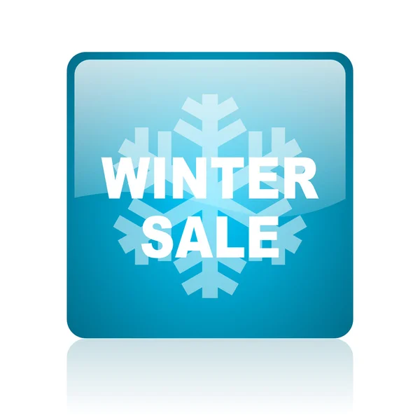 Winterschlussverkauf blau quadratische Web-Hochglanz-Symbol — Stockfoto