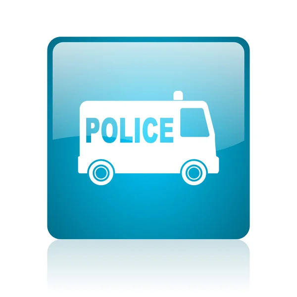 Police blue square web glossy icon — Stock Photo, Image