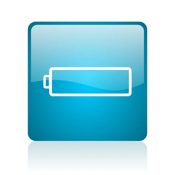 光沢のある青い正方形ウェブのバッテリ アイコン — ストック写真