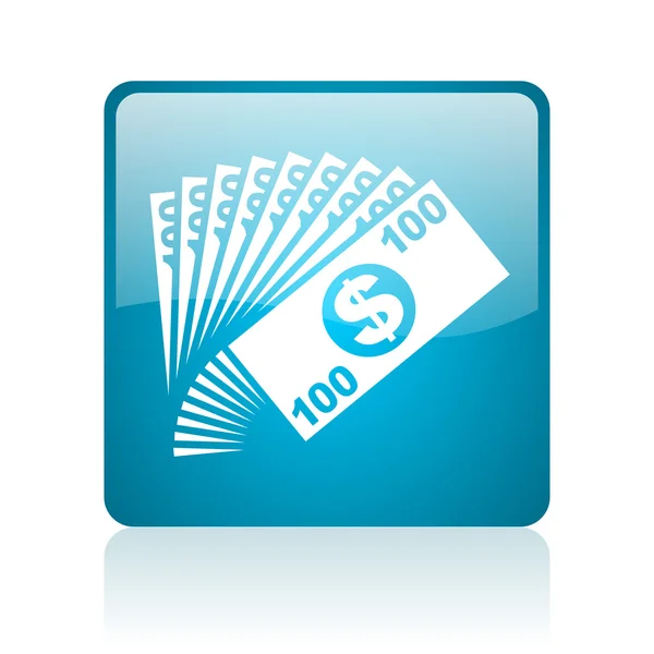 Dinheiro azul quadrado web ícone brilhante — Fotografia de Stock