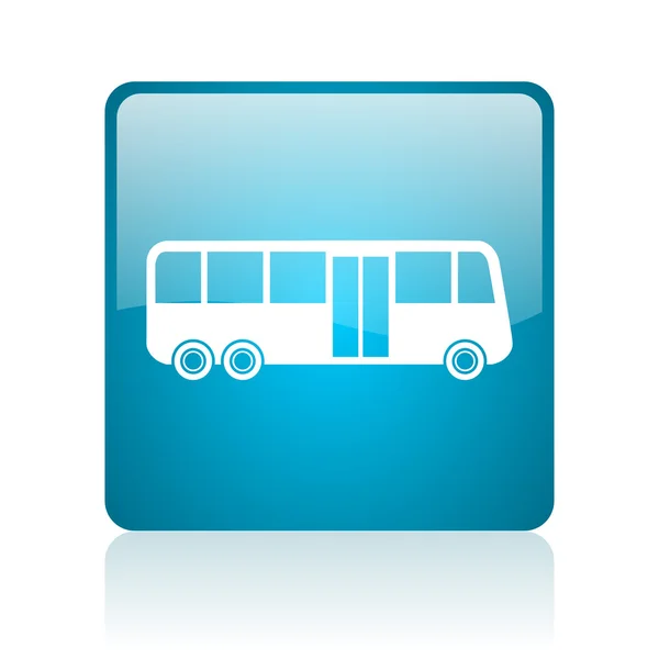 Ikona lesklé modré čtvercové webové autobus — Stock fotografie