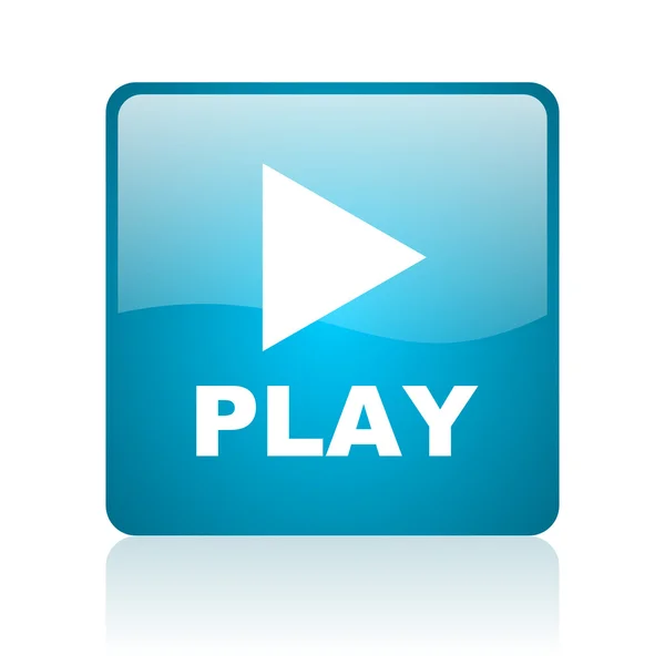 Play blue square web glossy icon — Stock Photo, Image
