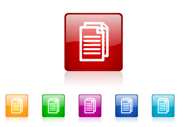 Document square web glossy icon colorful set — Stock Photo, Image