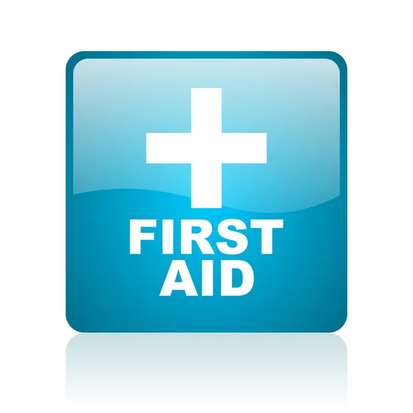 First aid blue square web glossy icon — Stock Photo, Image