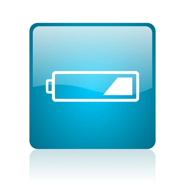 Bateria azul quadrado web ícone brilhante — Fotografia de Stock