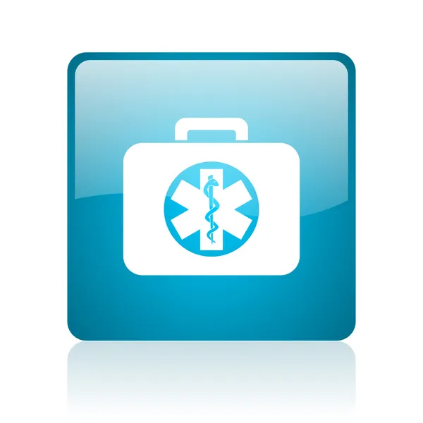 Rettungsset blau quadratisch Web-Hochglanz-Symbol — Stockfoto