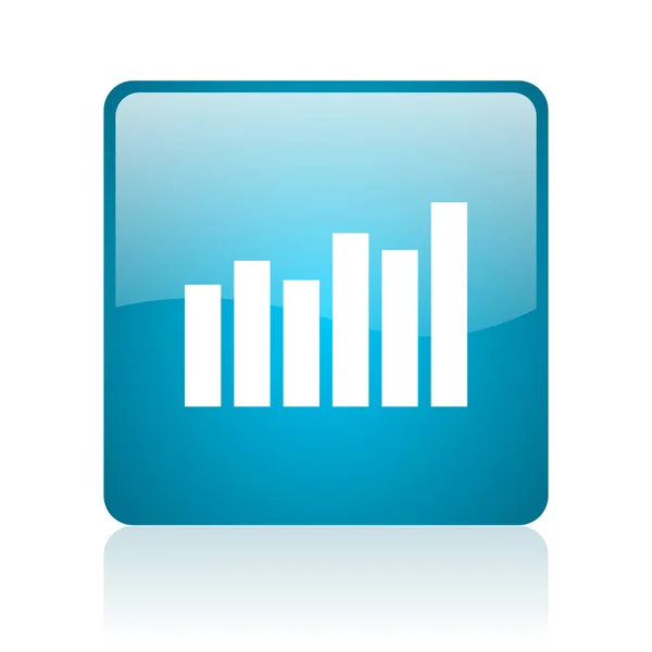 Bar graph blue square web glossy icon — Stock Photo, Image