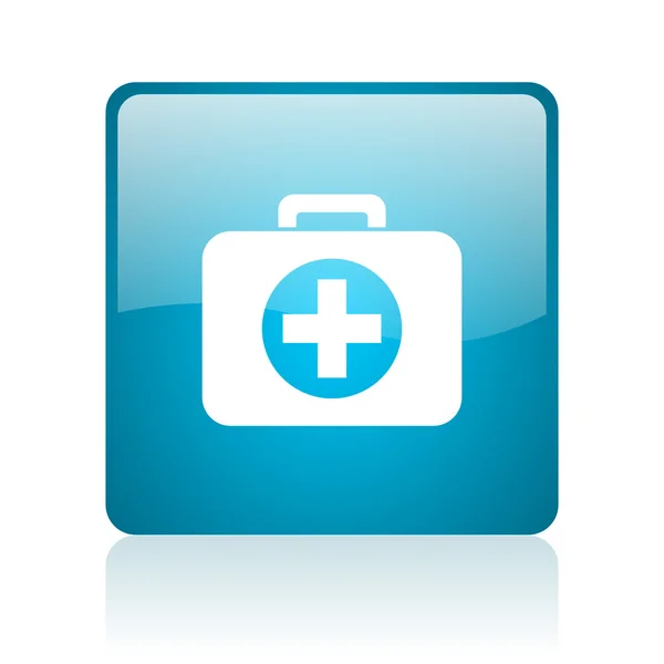 Kit de primeros auxilios azul cuadrado web icono brillante —  Fotos de Stock