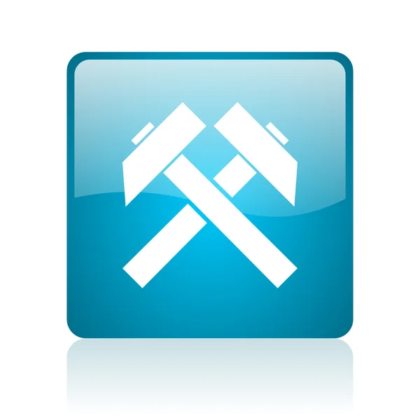 Mineração azul quadrado web ícone brilhante — Fotografia de Stock