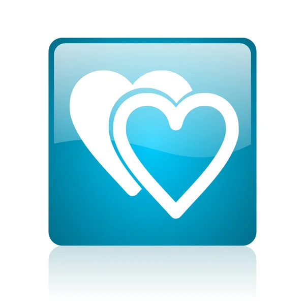 Love blue square web glossy icon — Stock Photo, Image