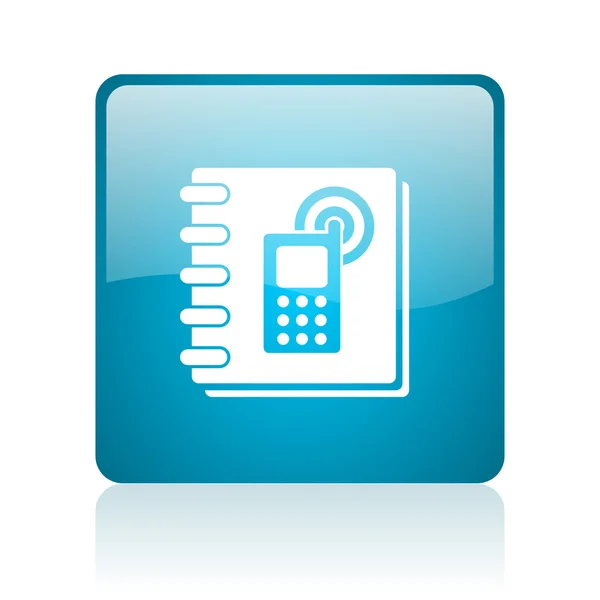 Libro de teléfonos azul cuadrado web icono brillante — Foto de Stock