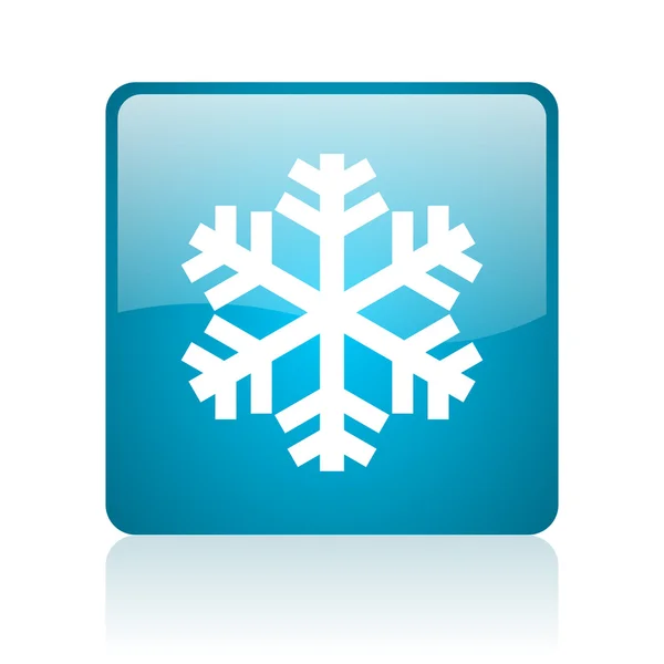 Snowflake blue square web glossy icon — Stock Photo, Image