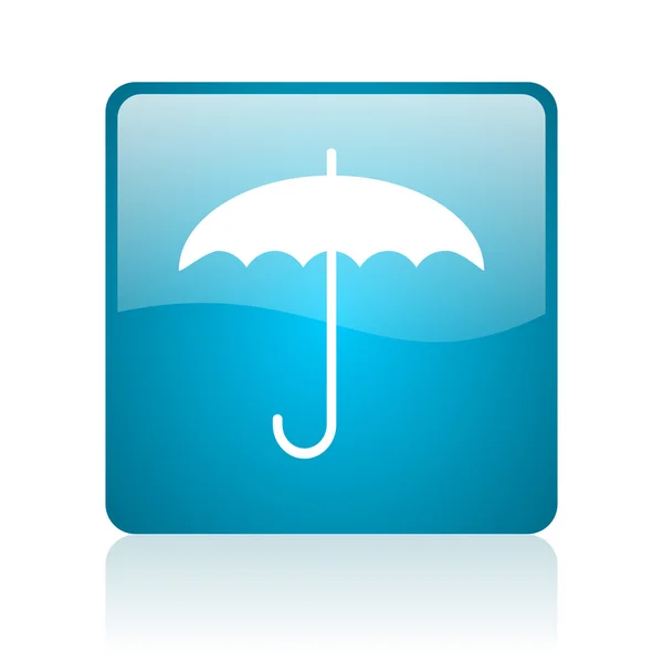 Зонтик синий квадратный глянцевый значок — стоковое фото