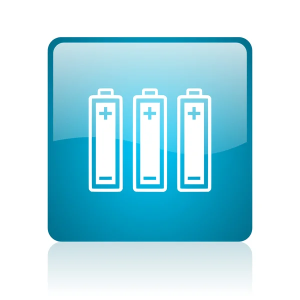 Batterien blau quadratisch Web Hochglanz-Symbol — Stockfoto