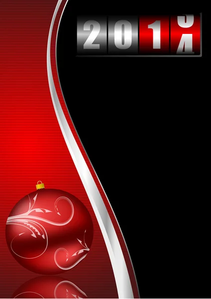 2014 new years illustration with counter and christmas ball — Stock Photo, Image