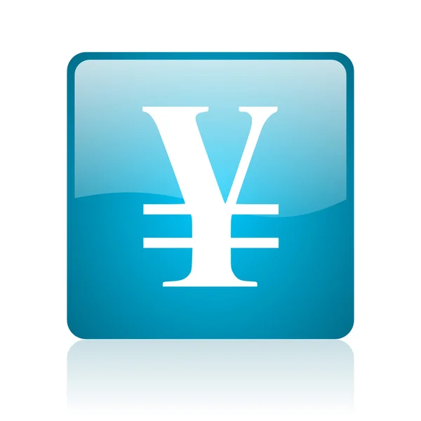 Yen blue square web icona lucida — Foto Stock
