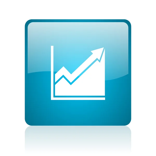 Histogram blue square web glossy icon — Stock Photo, Image