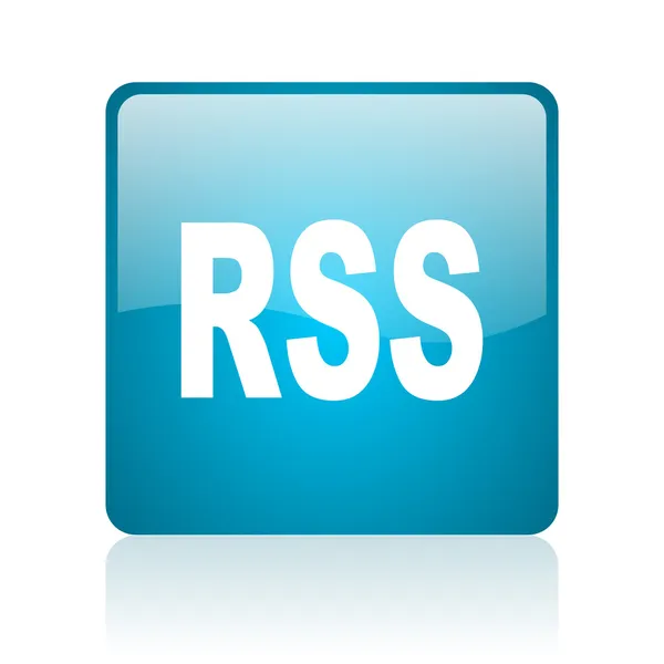 Rss azul cuadrado web brillante icono — Foto de Stock