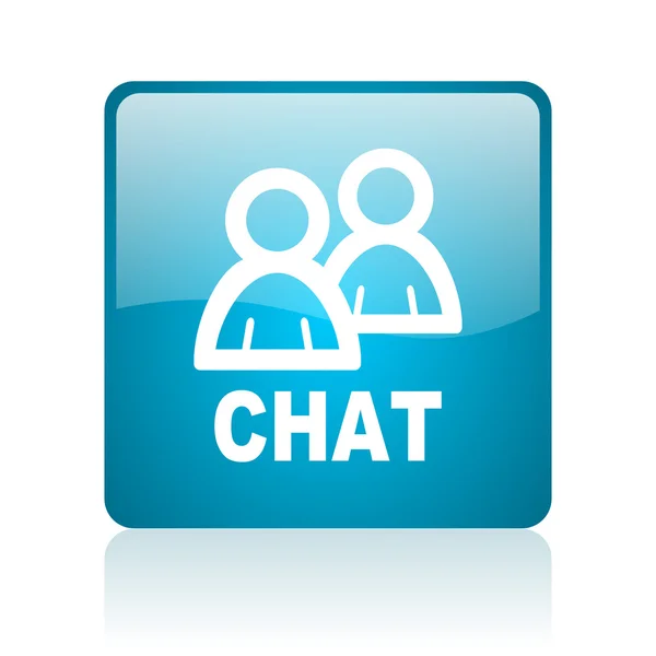 Chat azul cuadrado web brillante icono — Foto de Stock