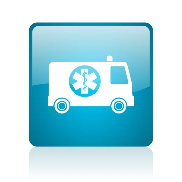 Krankenwagen blau quadratische Web-Hochglanz-Symbol — Stockfoto