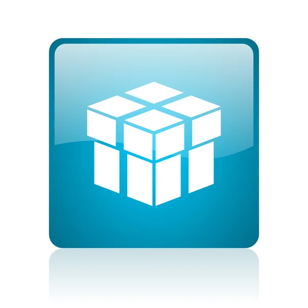 Box blue square web glossy icon — Stock Photo, Image