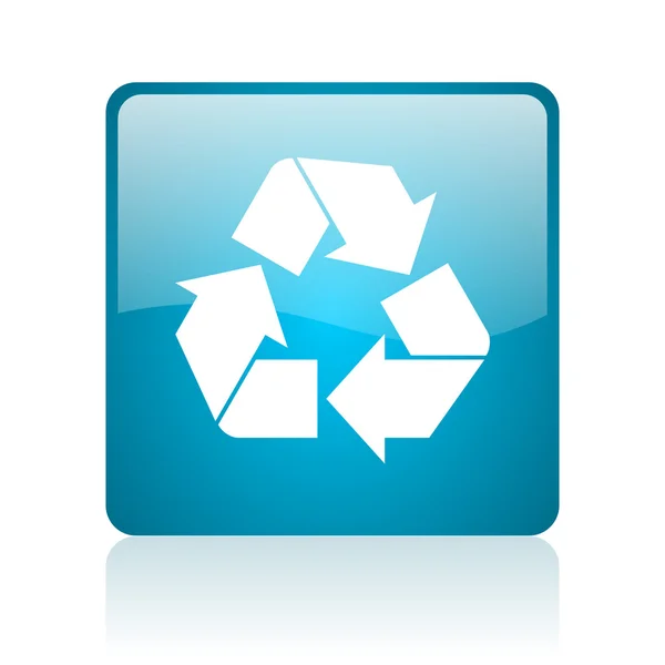 Recyceln blauen quadratischen Web-Hochglanz-Symbol — Stockfoto