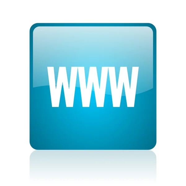 Www blaues quadratisches Web-Hochglanz-Symbol — Stockfoto