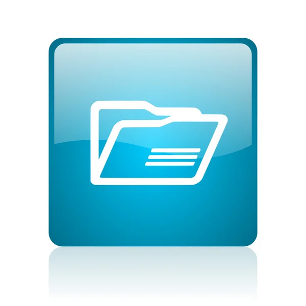 Ikona lesklý modrý čtvereček webové složky — Stock fotografie