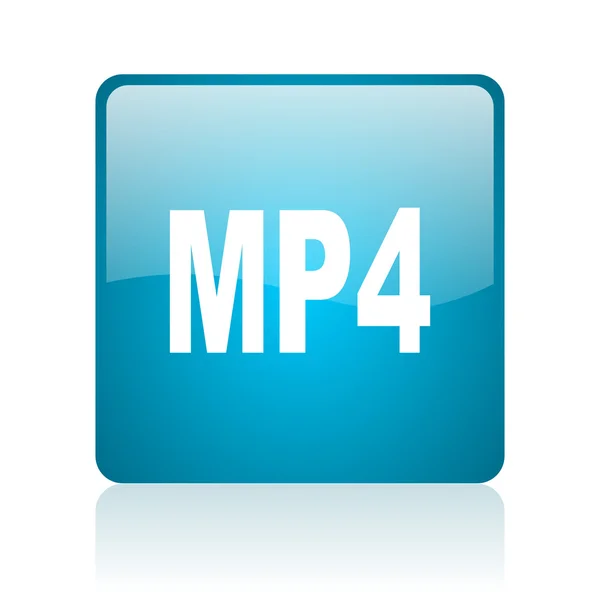 Mp4 青い正方形ウェブ光沢のあるアイコン — ストック写真
