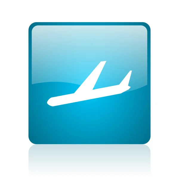 Flugzeug blau quadratisch Web Hochglanz-Symbol — Stockfoto