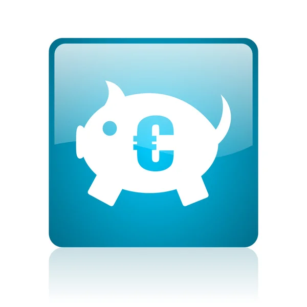 Piggy bank blauwe vierkante web glanzende pictogram — Stockfoto