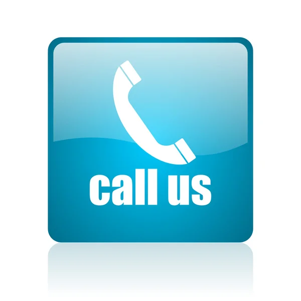 Call us blue square web glossy icon — Stock Photo, Image