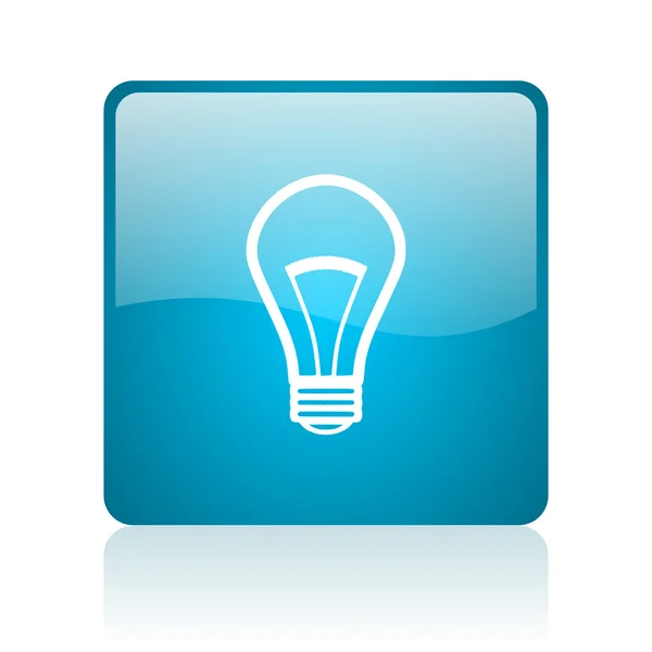 Glühbirne blau quadratisch Web Hochglanz-Symbol — Stockfoto