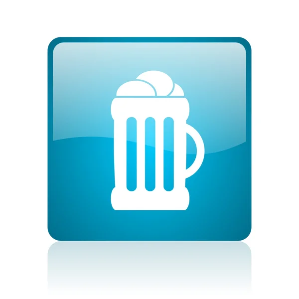 Beer blue square web glossy icon — Stock Photo, Image