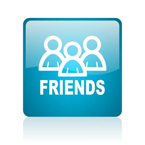 Friends blue square web glossy icon — Stock Photo, Image
