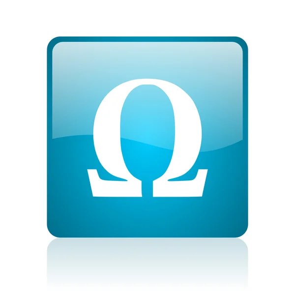 Omega blue square web glossy icon — Stock Photo, Image