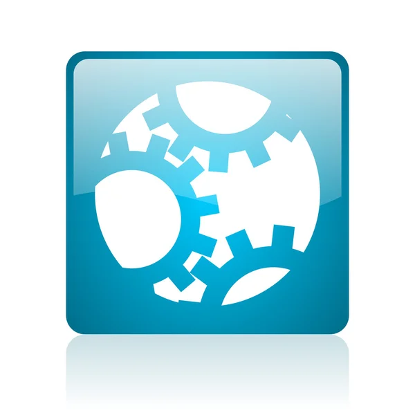 Lesklý ikona Gears modré čtvercové webové — Stock fotografie
