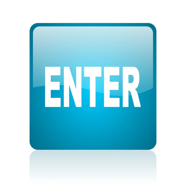 Enter blue square web glossy icon — Stock Photo, Image