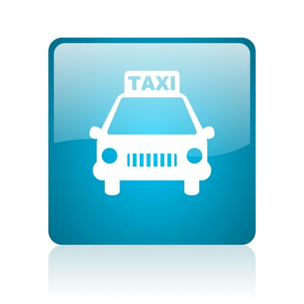 Taxi blau quadratisch Web-Hochglanz-Symbol — Stockfoto