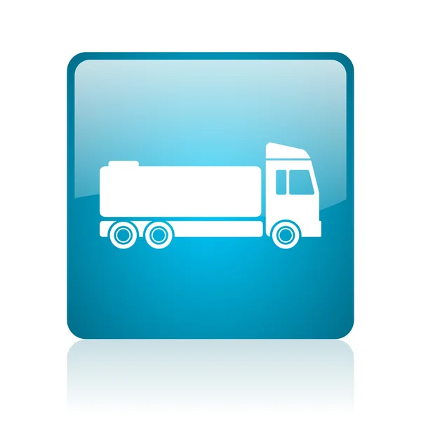 Ciężarówka niebieski kwadrat WWW błyszczący ikona — Zdjęcie stockowe