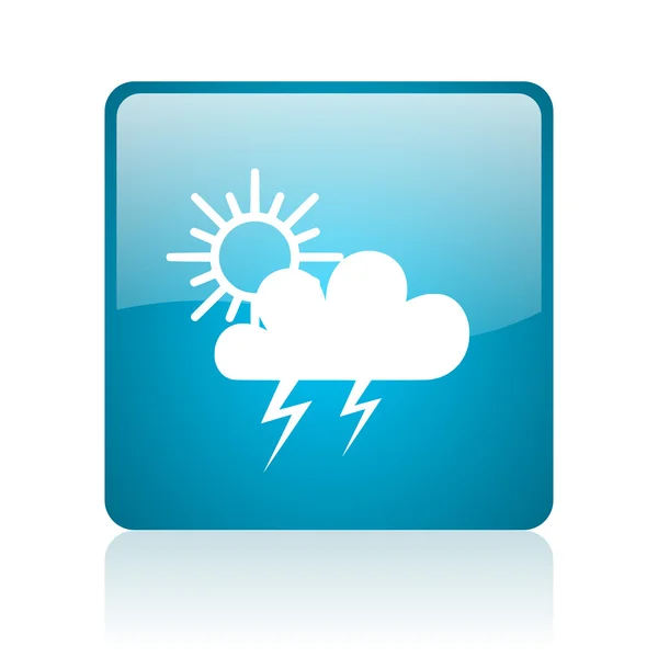 Prognoza pogody niebieski kwadrat WWW błyszczący ikona — Zdjęcie stockowe