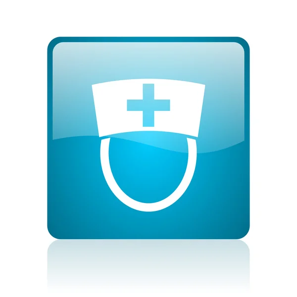 Nurse blue square web glossy icon — Stock Photo, Image