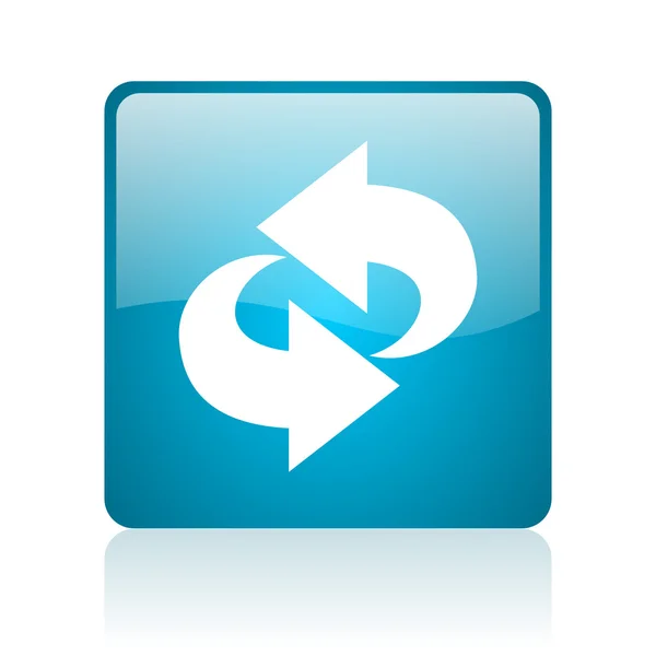Blaue quadratische Web-Hochglanz-Symbol drehen — Stockfoto