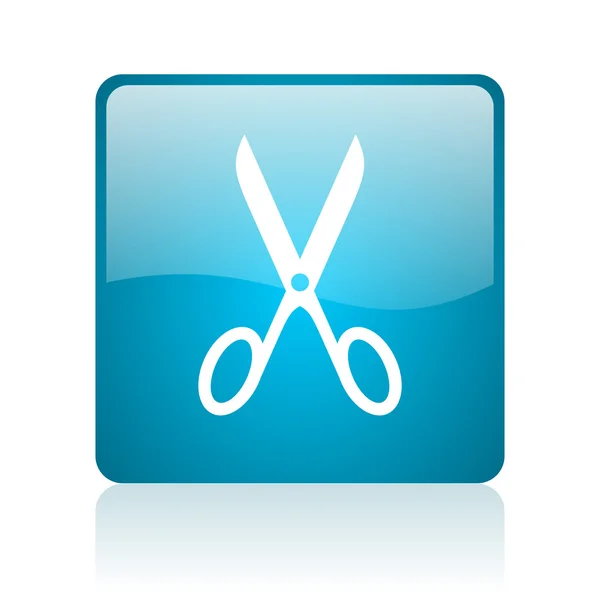 Scissors blue square web glossy icon — Stock Photo, Image