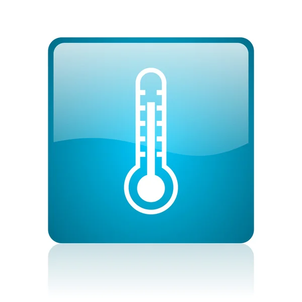 Thermometer blau quadratisch Web-Hochglanz-Symbol — Stockfoto